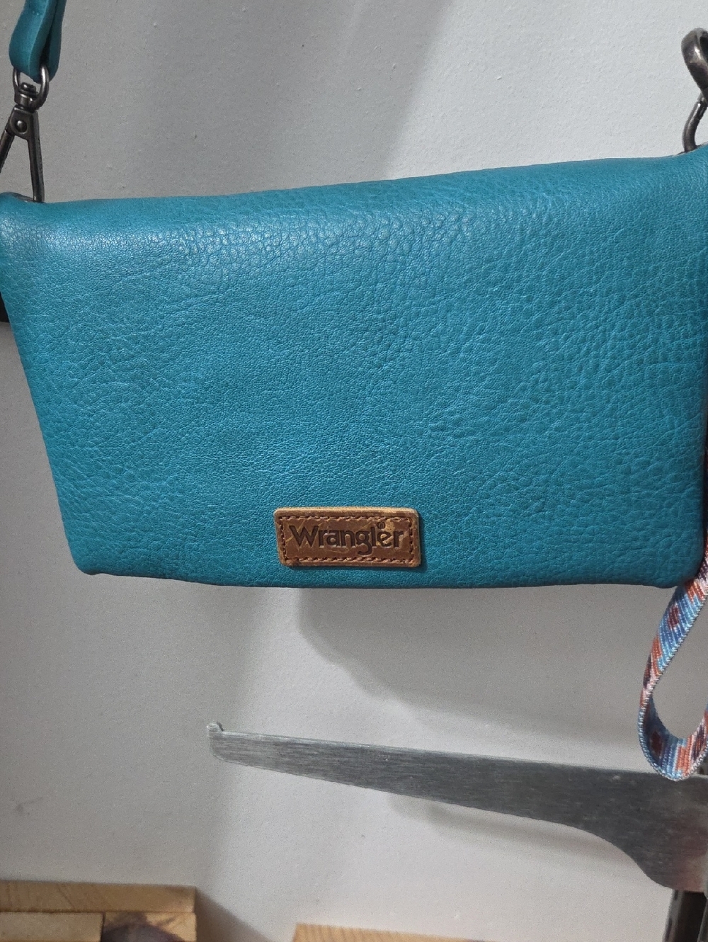 Wrangler Teal Crossbody with Leather Logo Patch